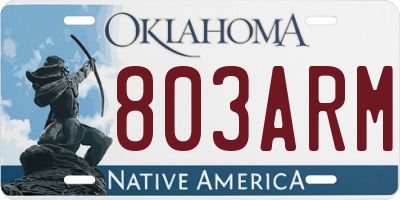 OK license plate 803ARM