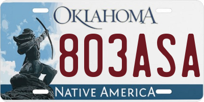 OK license plate 803ASA