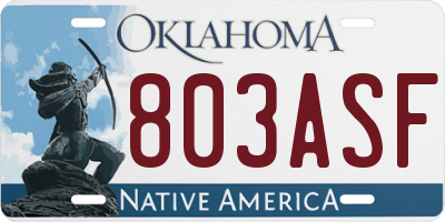 OK license plate 803ASF
