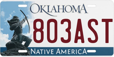 OK license plate 803AST