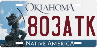 OK license plate 803ATK