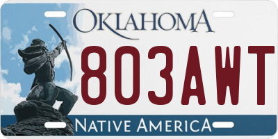 OK license plate 803AWT