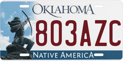 OK license plate 803AZC