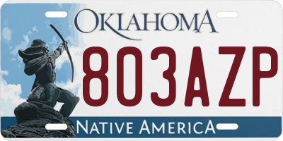 OK license plate 803AZP