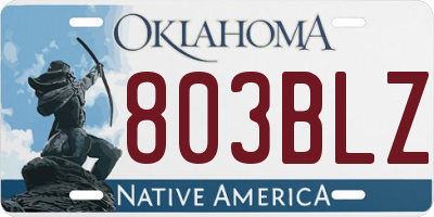 OK license plate 803BLZ