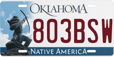 OK license plate 803BSW