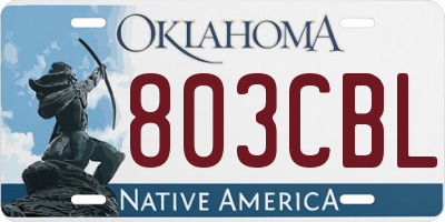 OK license plate 803CBL