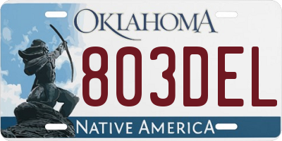 OK license plate 803DEL