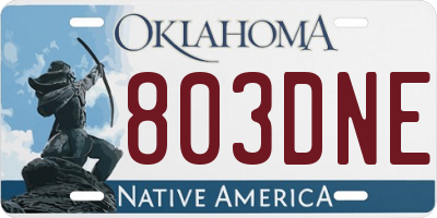 OK license plate 803DNE