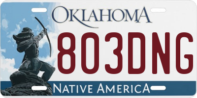 OK license plate 803DNG