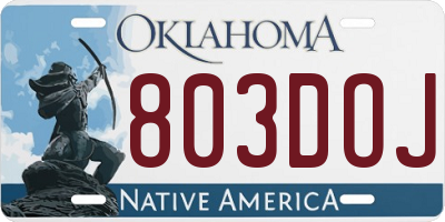 OK license plate 803DOJ