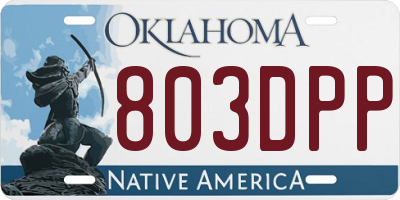 OK license plate 803DPP