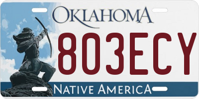 OK license plate 803ECY
