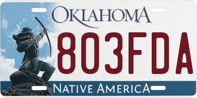 OK license plate 803FDA