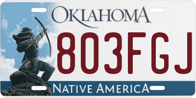 OK license plate 803FGJ