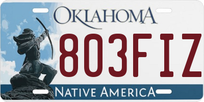 OK license plate 803FIZ