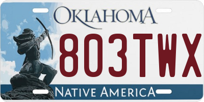 OK license plate 803TWX