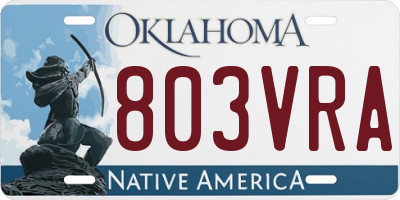OK license plate 803VRA