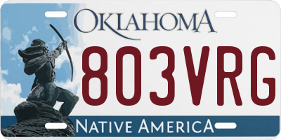OK license plate 803VRG