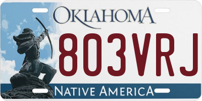 OK license plate 803VRJ