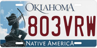 OK license plate 803VRW