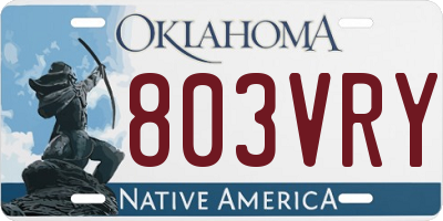 OK license plate 803VRY