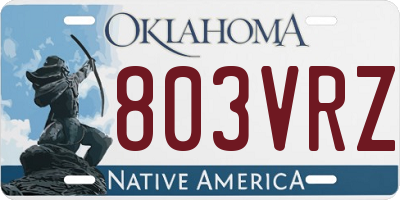 OK license plate 803VRZ