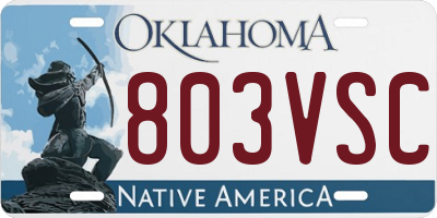 OK license plate 803VSC