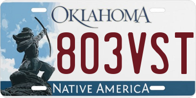 OK license plate 803VST