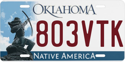 OK license plate 803VTK