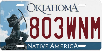 OK license plate 803WNM