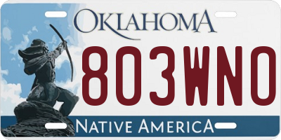 OK license plate 803WNO