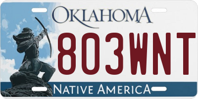 OK license plate 803WNT