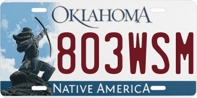 OK license plate 803WSM