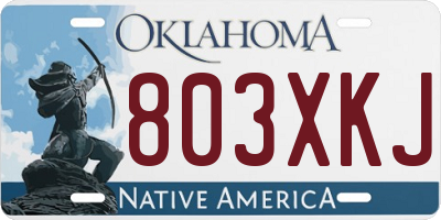 OK license plate 803XKJ