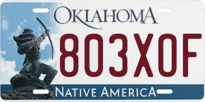 OK license plate 803XOF