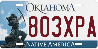 OK license plate 803XPA