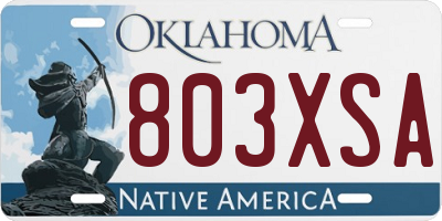 OK license plate 803XSA