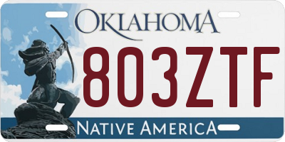 OK license plate 803ZTF