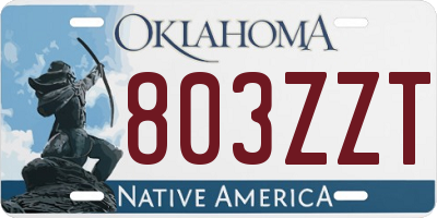 OK license plate 803ZZT