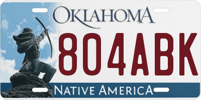 OK license plate 804ABK