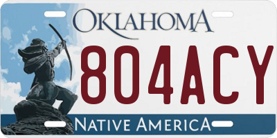 OK license plate 804ACY