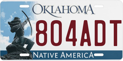 OK license plate 804ADT