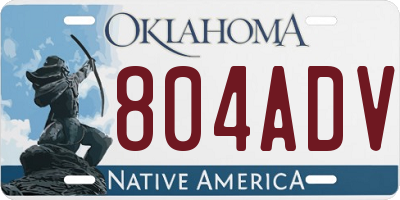 OK license plate 804ADV