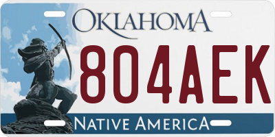 OK license plate 804AEK