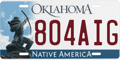 OK license plate 804AIG