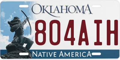 OK license plate 804AIH