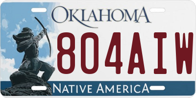 OK license plate 804AIW