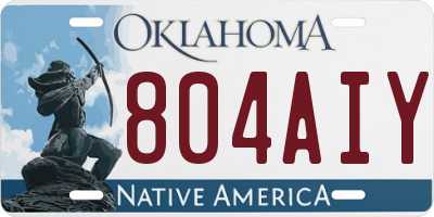 OK license plate 804AIY