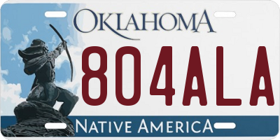 OK license plate 804ALA